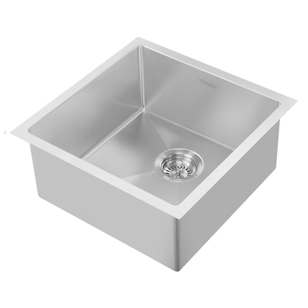 Whitehaus Noah Plus 16 Gauge Sgl Bowl Linen Textured Dual-Mount Sink Set, SS WHNPL1818-BSS